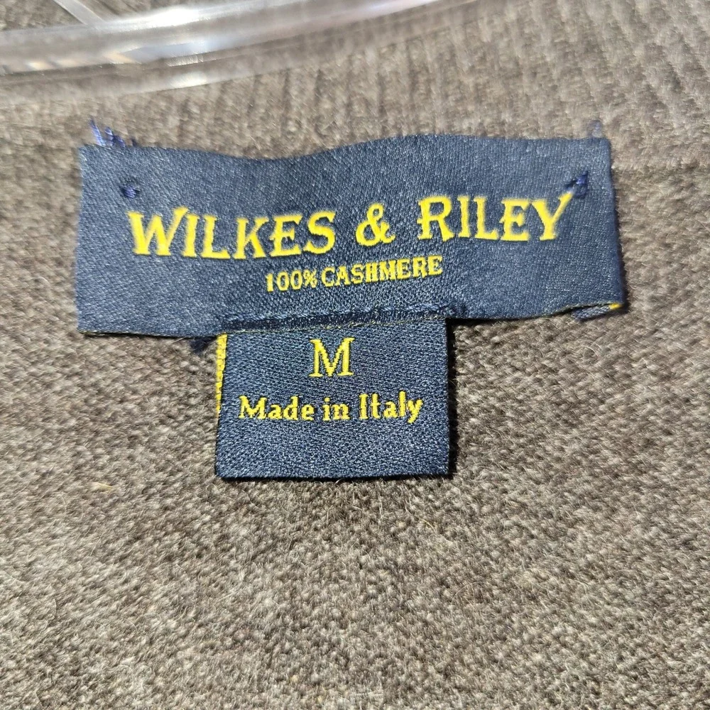 Wilkes & Riley 100% Cashmere Cardigan Sweater Mens Medium Gray Made in Italy